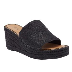 Nordstrom Rack Claire Jute Black Wedge Slide Sandal Women’s Size 9